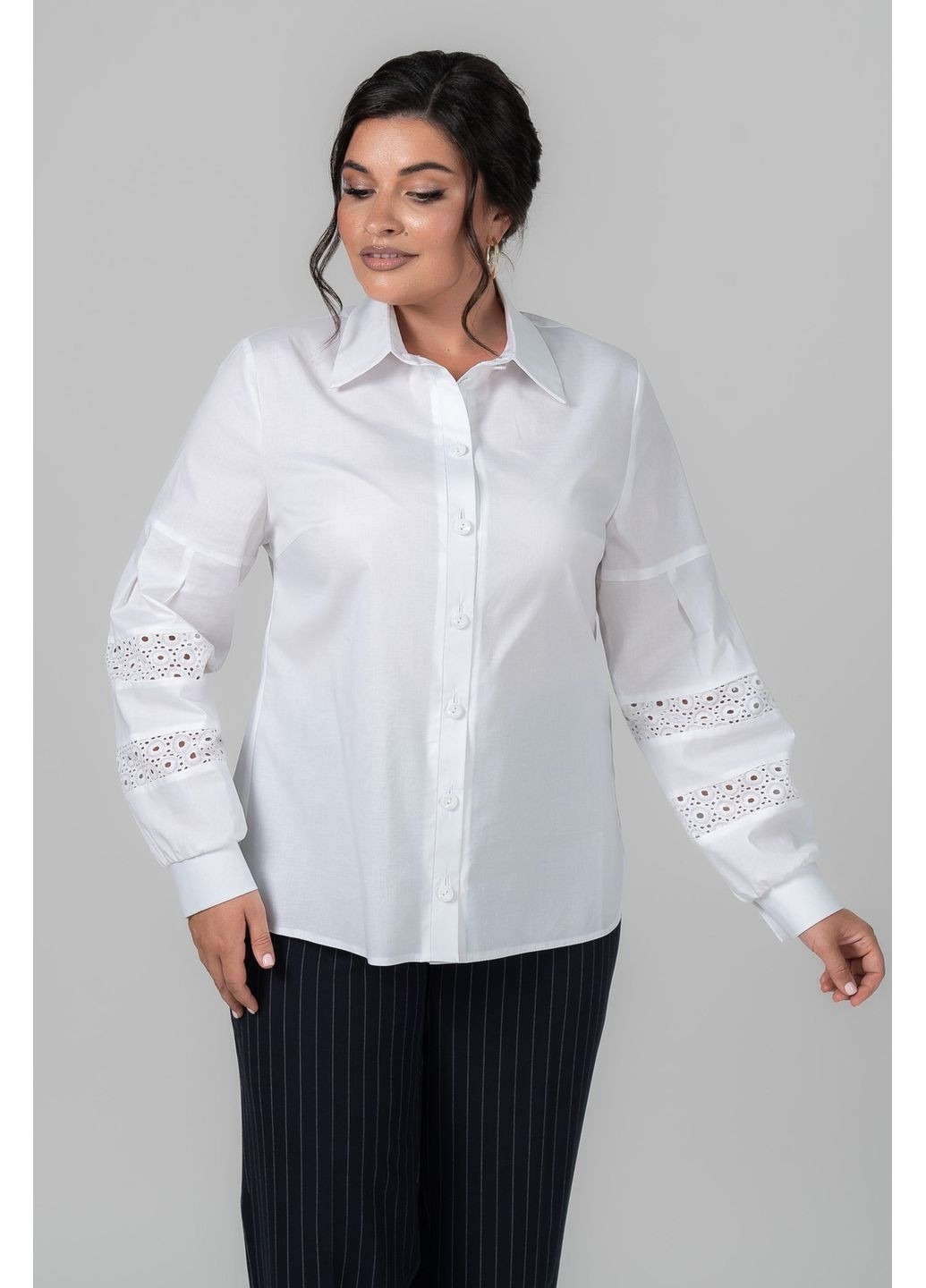 Однотонна жіноча сорочка Неллі з декоративними вставками на рукавах All Posa (ap102142p) A'll Posa (361032763)