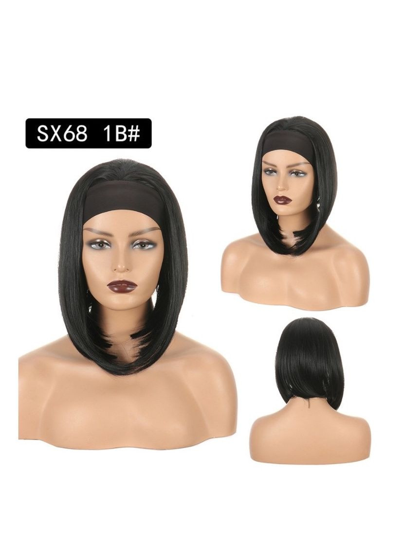 Перука на пов’язці чорна каре + кольорова пов’язка в подарунок No Brand (314713643)