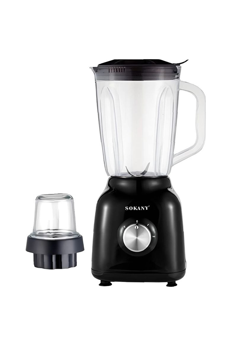 Стаціонарний блендер з кавомолкою SK-168 з пластиковою чашею 1.5л для коктейлів 500Вт Чорний Sokany (315848887)