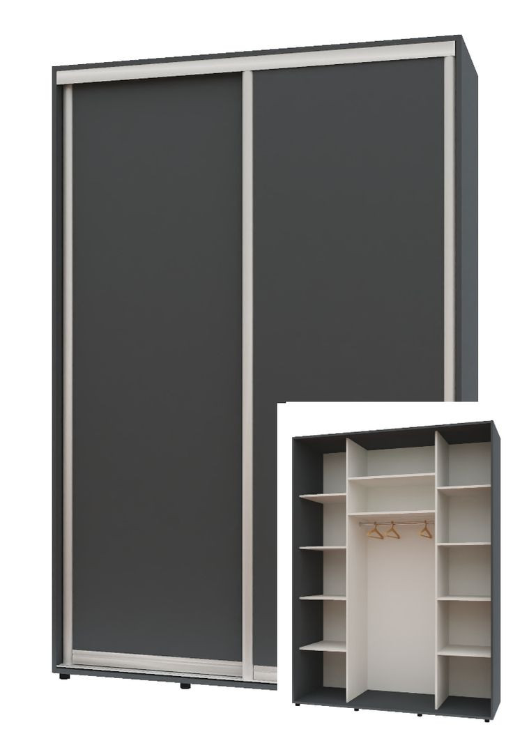 Шкаф-купе двухдверный Комфорт Мебель 160*60*220 см Графит 2 двери ДСП Макси Комфорт Меблі (360442600)