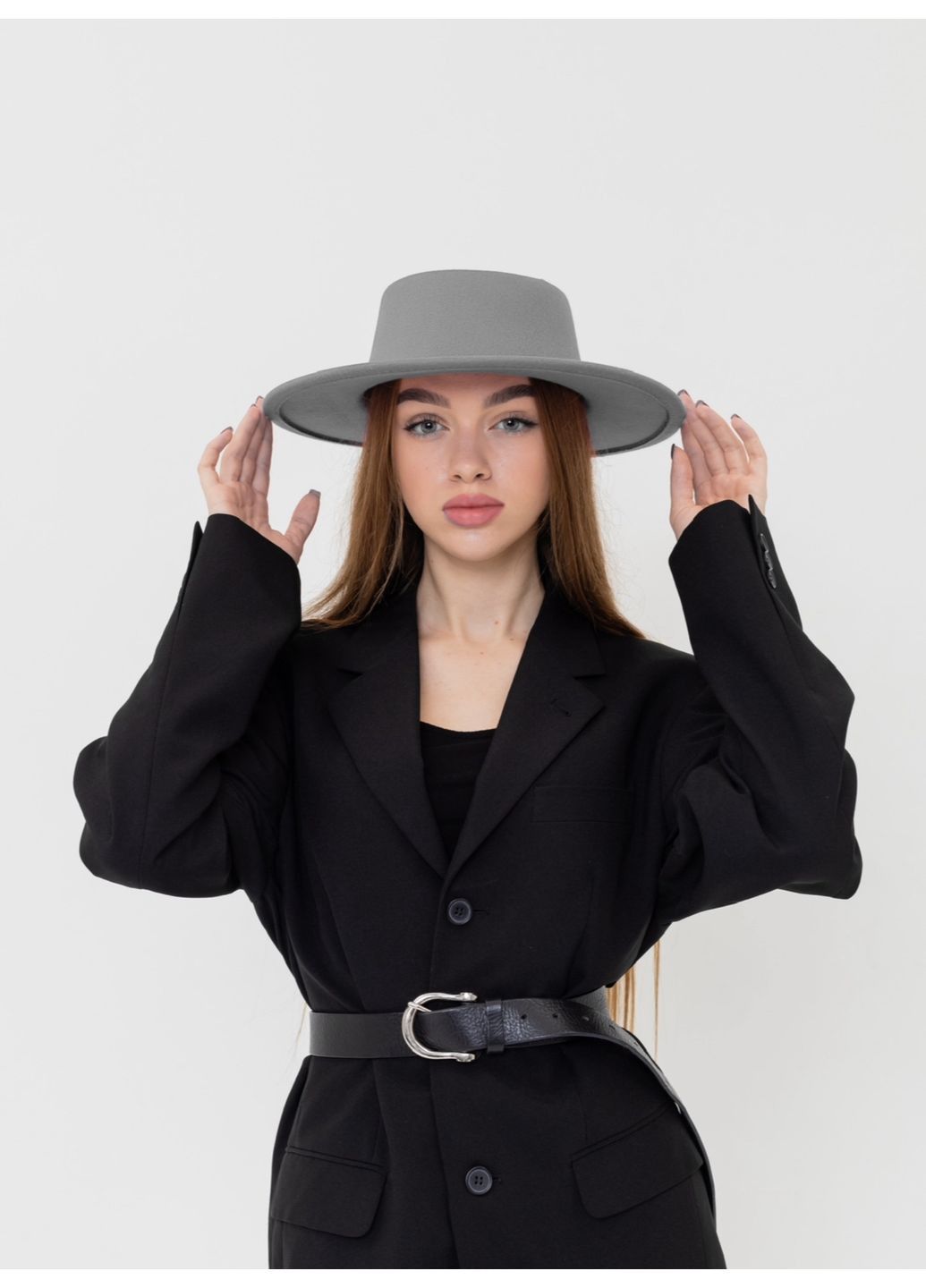 Шляпа канотье гамблер унисекс с круглой тулией (поля 8 см) с регулировкой размера No Brand (362346459)