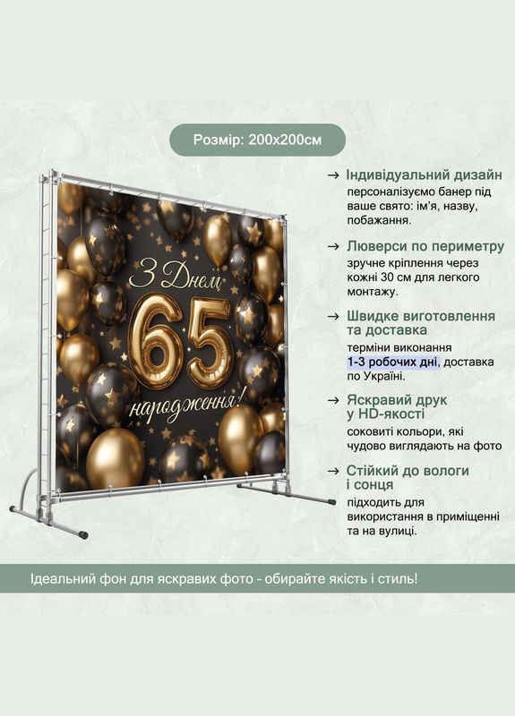 Баннер для фотозоны "С Днем рождения" | 2.0×2.0 м | Праздничный фон №42100 Vinylpex (360979865)