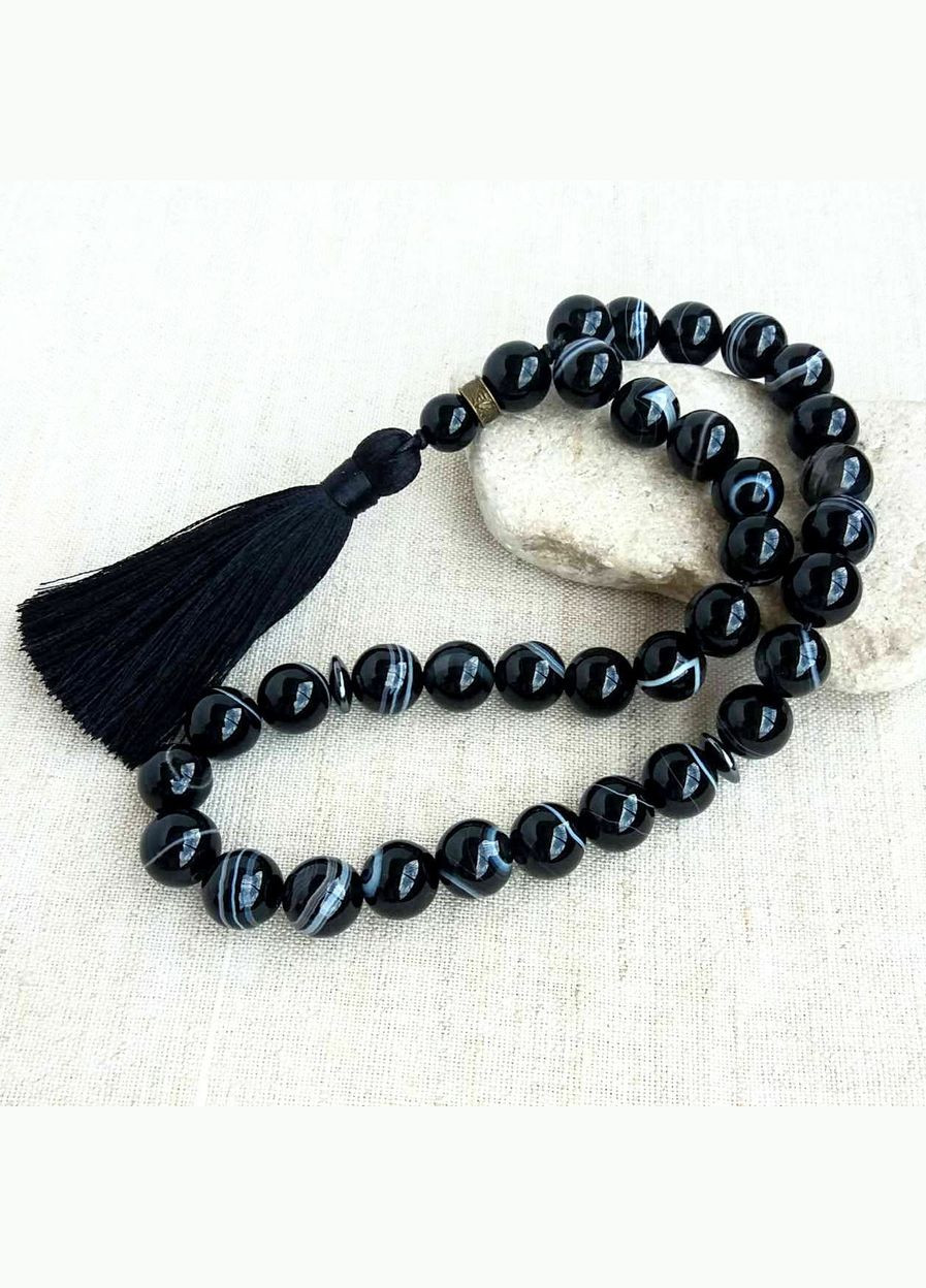 Чотки із Чорного агату глазкового d 12мм No Brand (331293588)