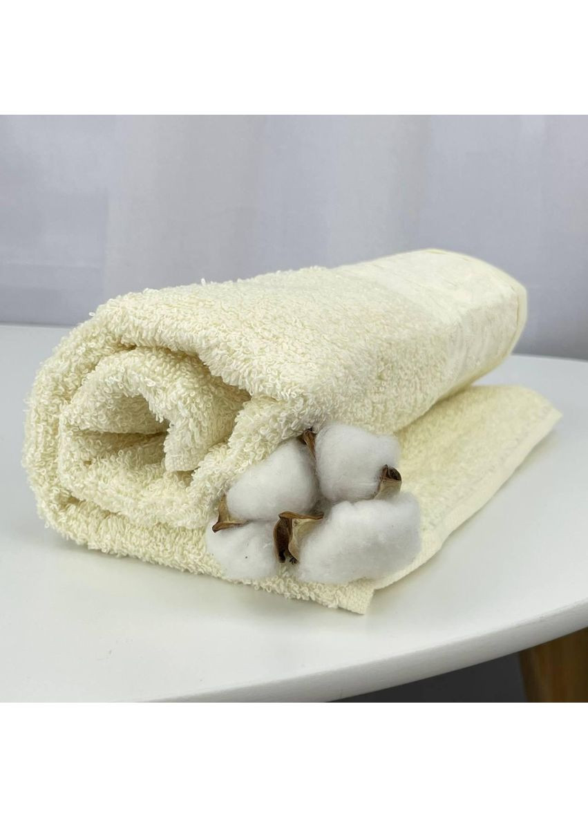 Рушник для обличчя махровий Vip Cotton Botan Туреччина 6399 молочний 50х90 см Febo комбінований