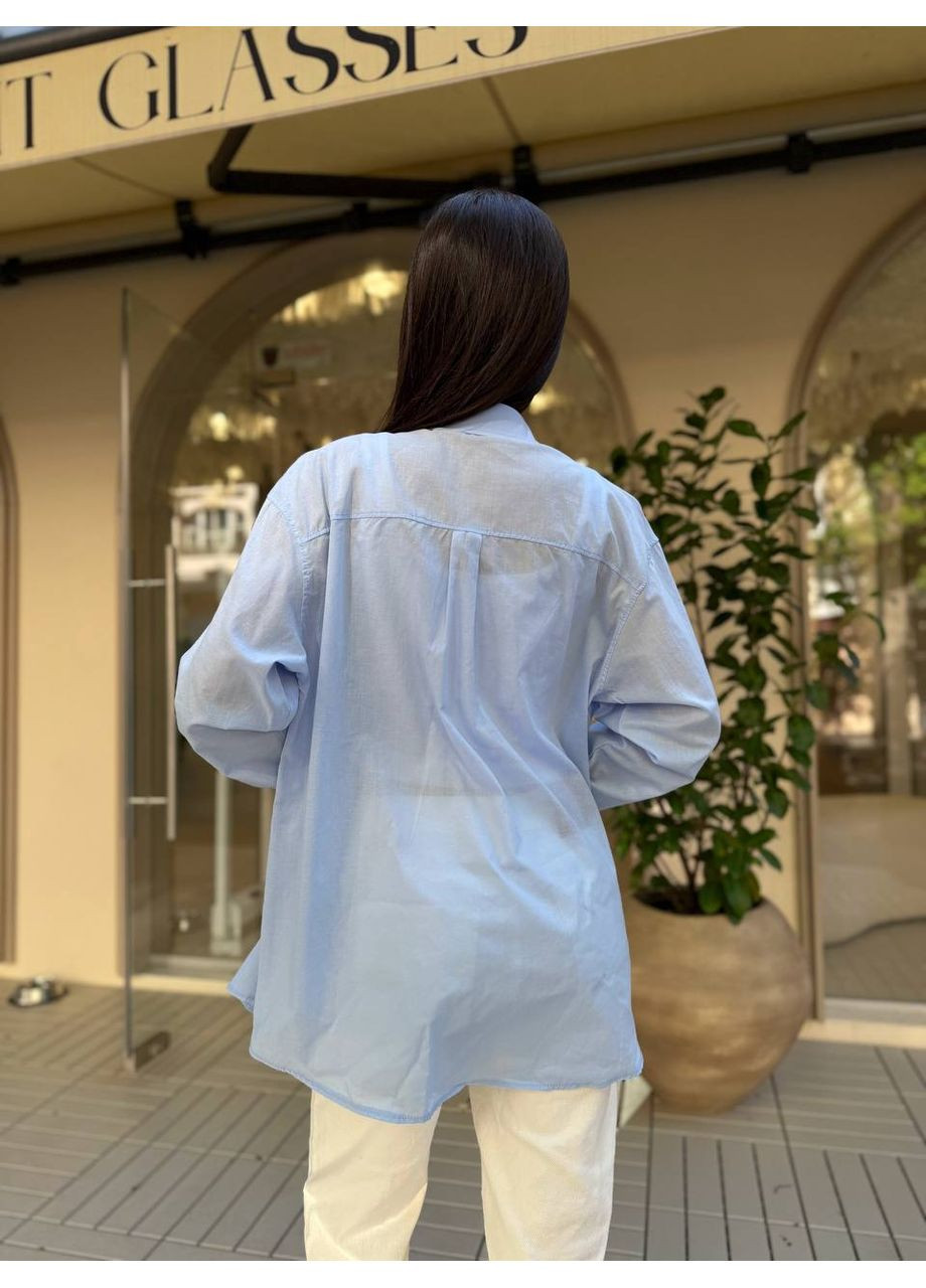 Голубой классическая рубашка однотонная DK/DL Мода без кордонів