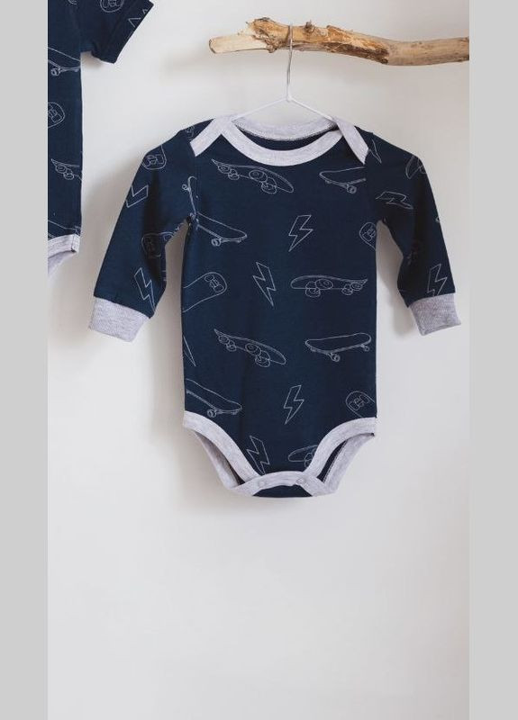 Боди стрейч кулир с длинным рукавом принт Скейт Egoza (342338698)