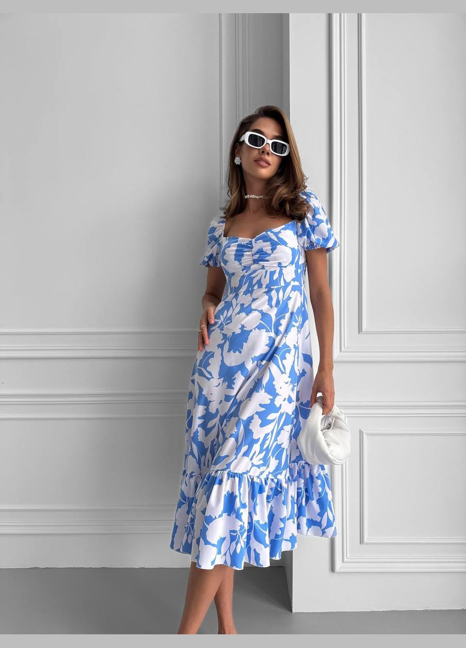 Блакитна коктейльна, ділова, повсякденний, кежуал, вечірня жіноча сукня FINO Mode