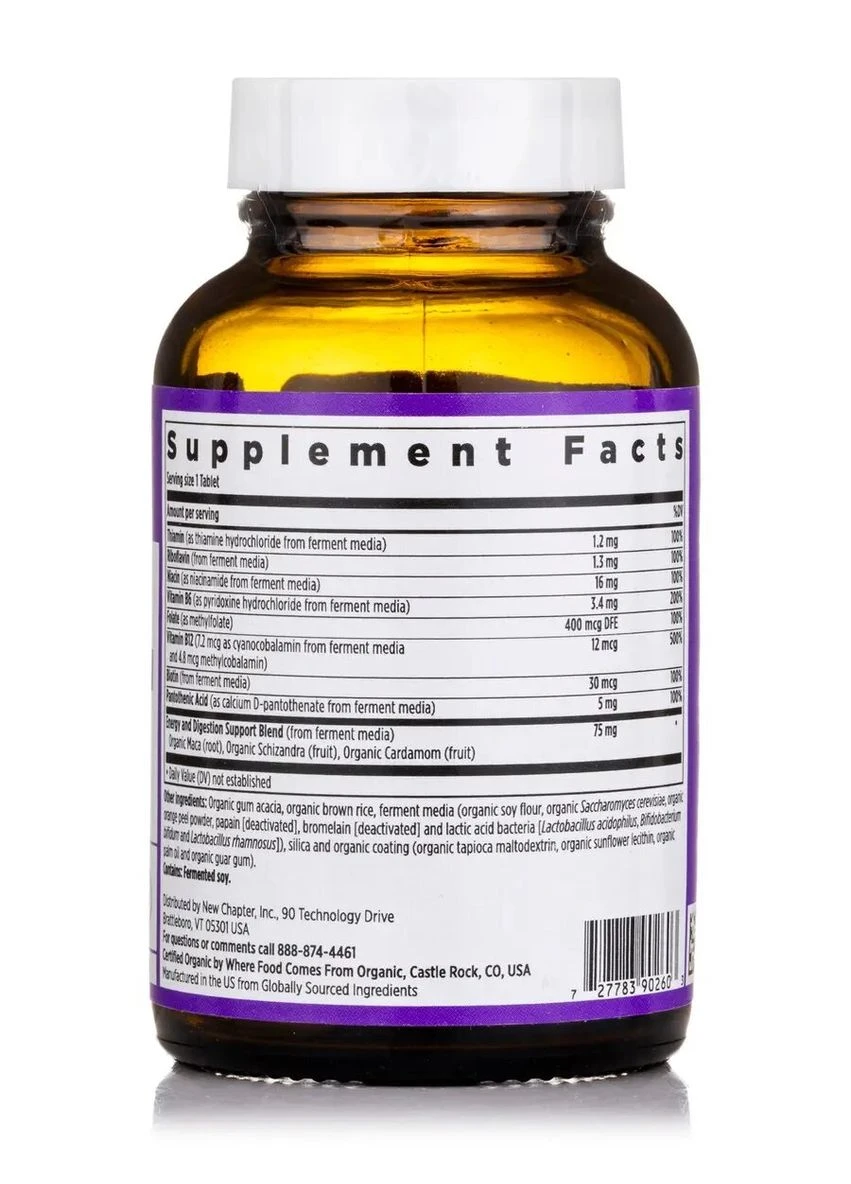 Комплекс витаминов группы B, Vitamin B Complex,, ферментированный, 30 веганских таблеток New Chapter (322065763)