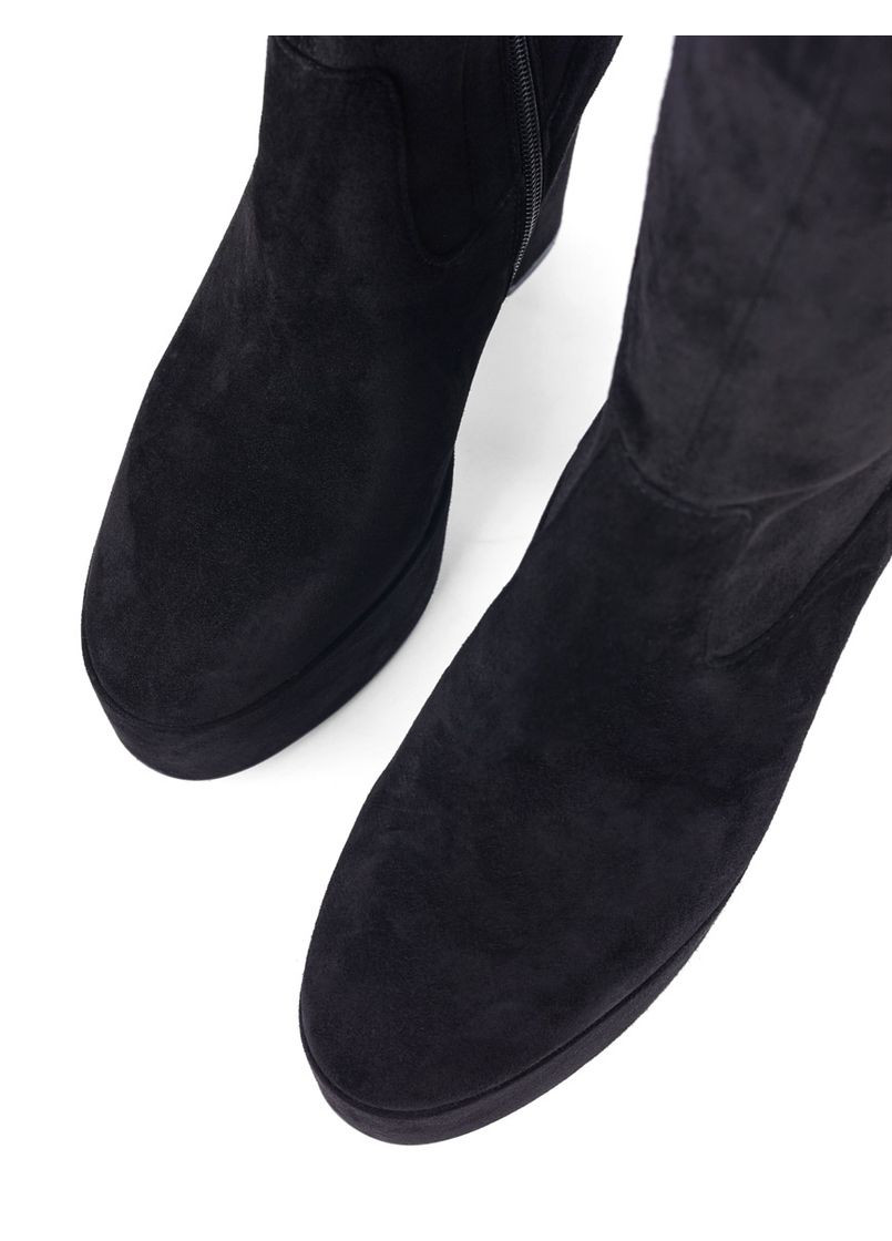 Черные осенние женские ботфорты l2328-3 черный велюр MIRATON