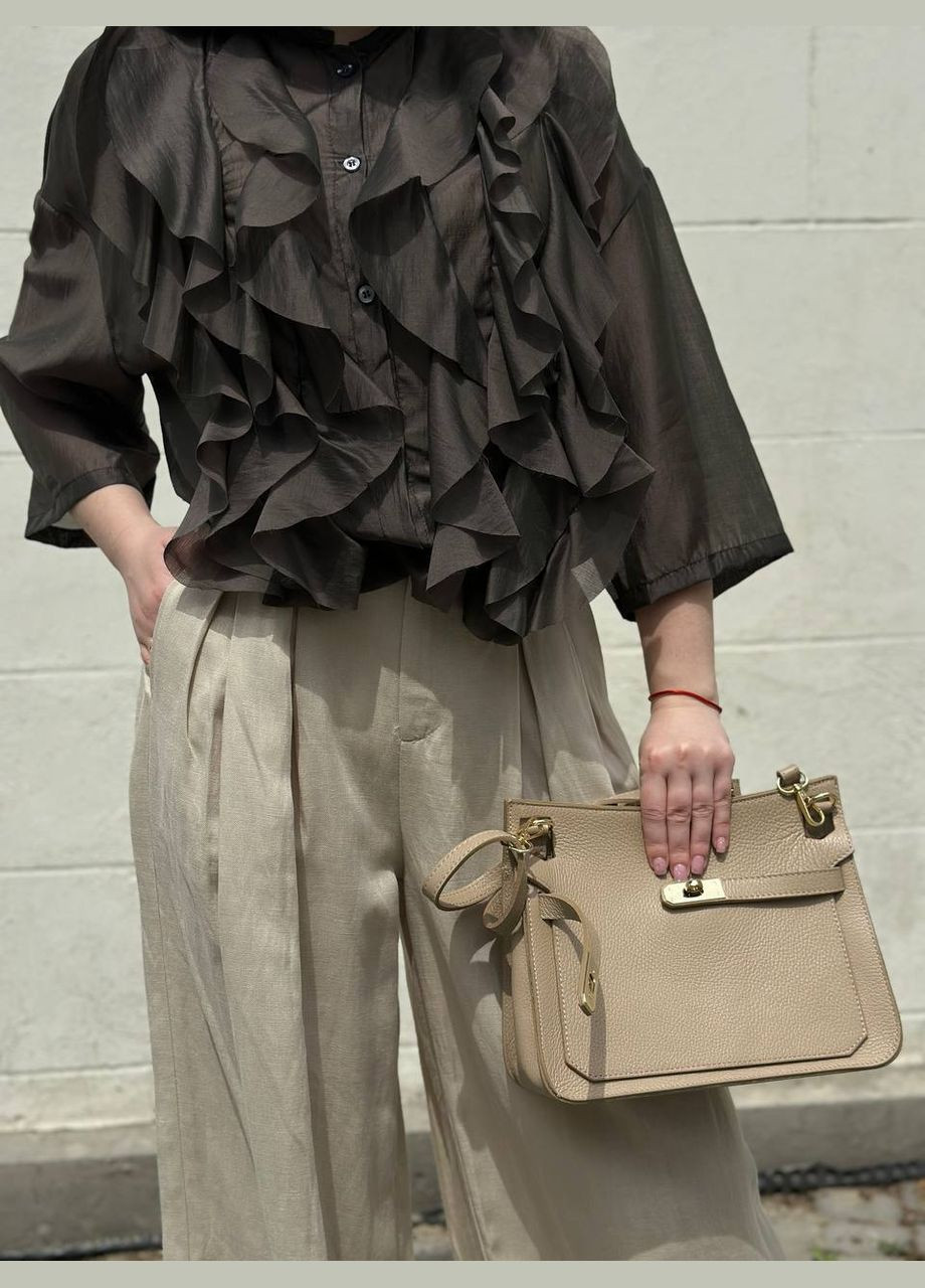 Темно-коричнева блузка в стилі боххо Hello