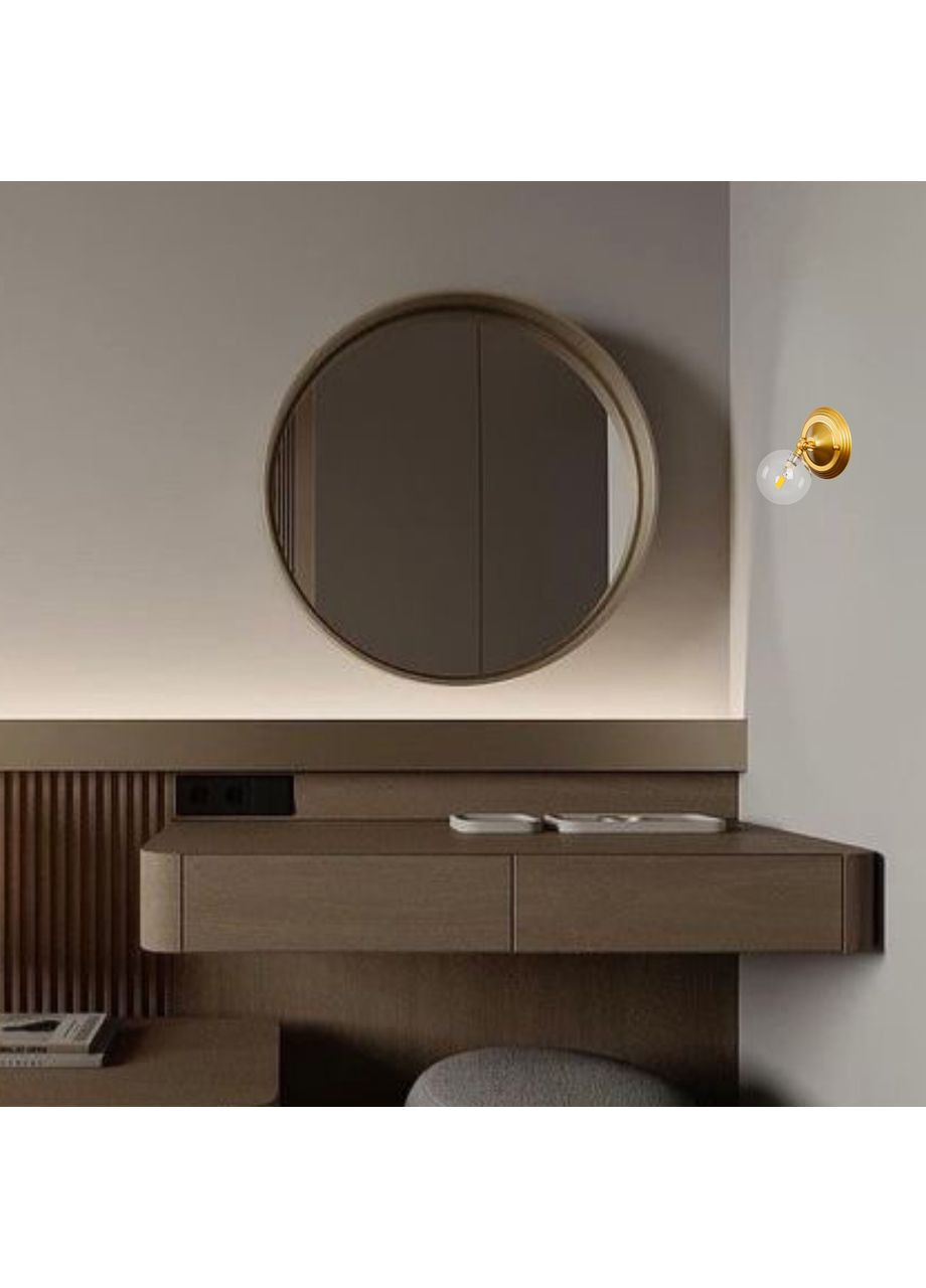 Настінний золотий світильник/бра з поворотним плафоном 10см (61-W140F1-1 GD+CL) No Brand (370072463)