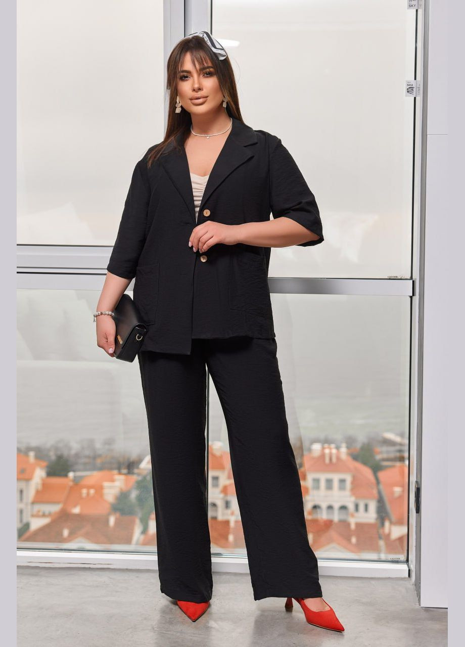 Жіночий костюм двійка колір чорний р.48/50 453723 New Trend (289720114)
