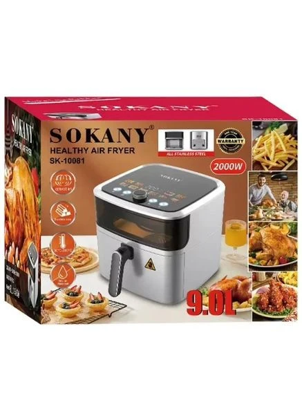 Аерофритюрниця SK-10081 Air Fryer безмасляного приготування, сенсорне керування, 8 л, 1800 Вт (5252) Sokany (393107338)