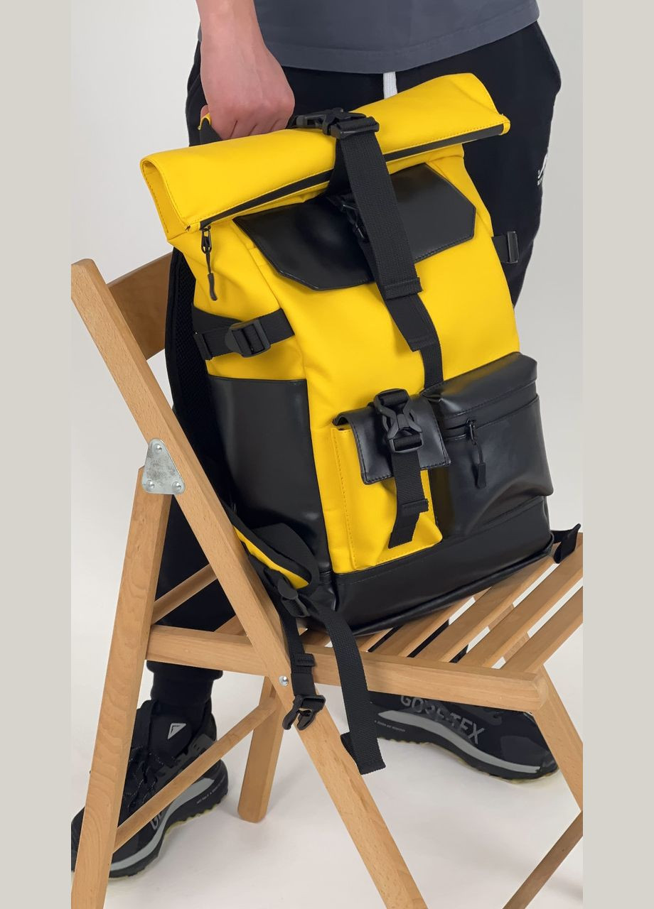 Рюкзак ролтоп для ноутбука Rolltop для подорожей жовтого кольору з екошкіри ToBeYou rolltopnew (280930886)