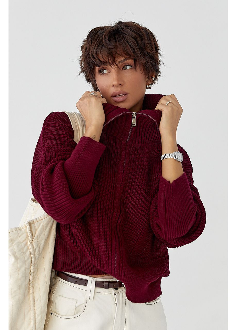 В'язаний жіночий кардиган на блискавці Lurex (366241632)