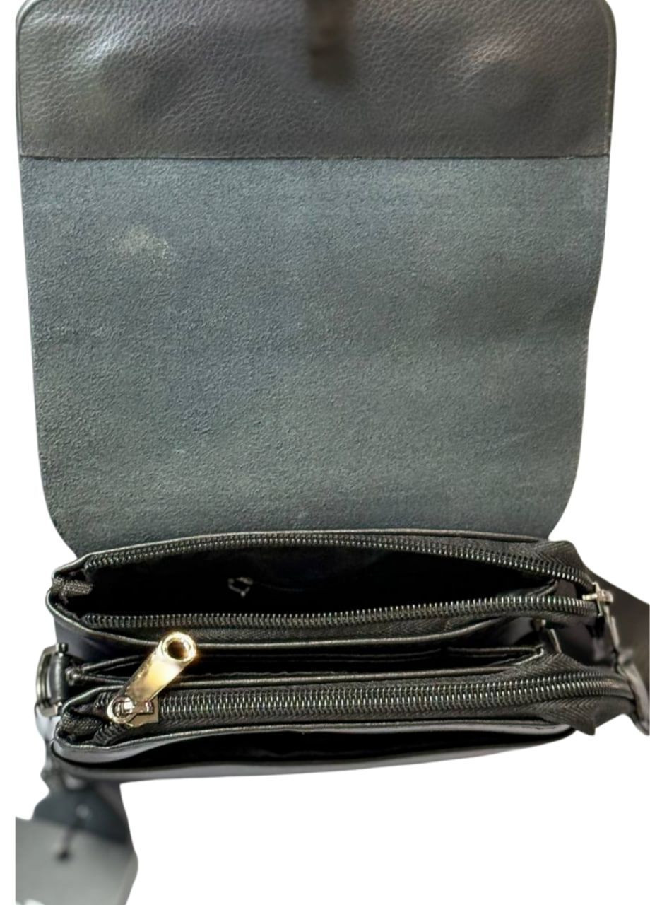 Чоловіча сумка на плече в чорному кольорі з натуральної шкіри No Brand (364100382)