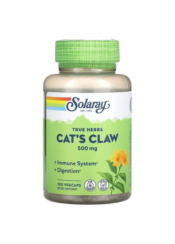 Котячий кіготь Cat`s Claw 500 мг 100 капсул Solaray (361118348)