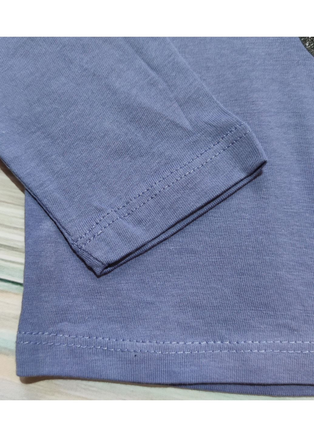 Дитячий лонгслів реглан для дівчинки 104 см Синій, сірий Cool Club (368670664)