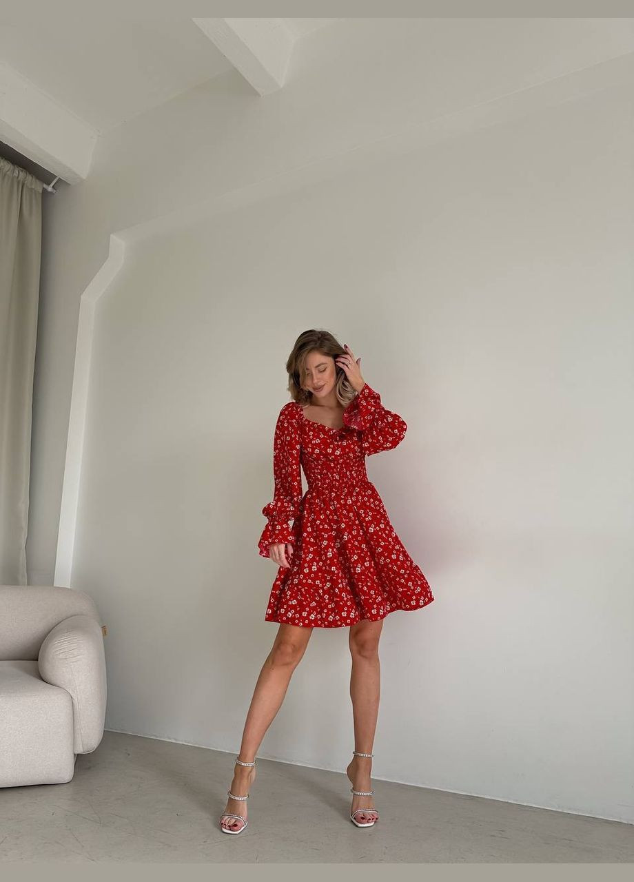 Красное повседневный платье в цветочный принт Adelante с цветочным принтом