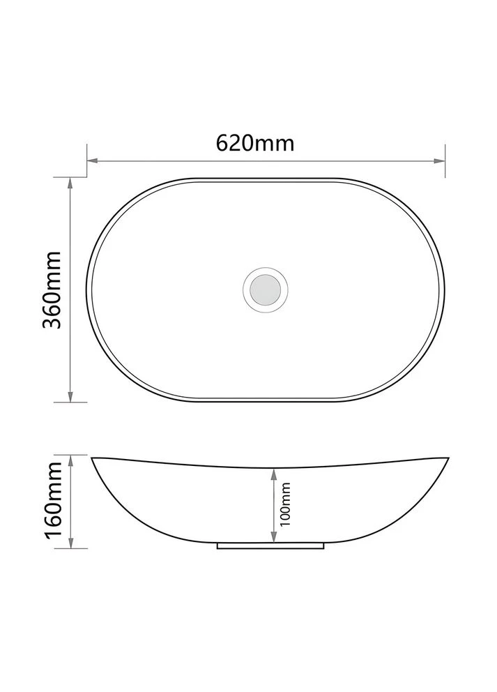 Раковина накладна Premium WAVE-0105 EDGE BLACK 620х360х160 мм, біло-чорна, овальна (MP6556) Mixxus (398370037)