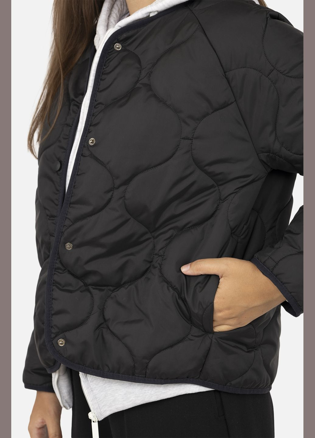 Черная демисезонная женская куртка цвет черный цб-00258984 Yuki