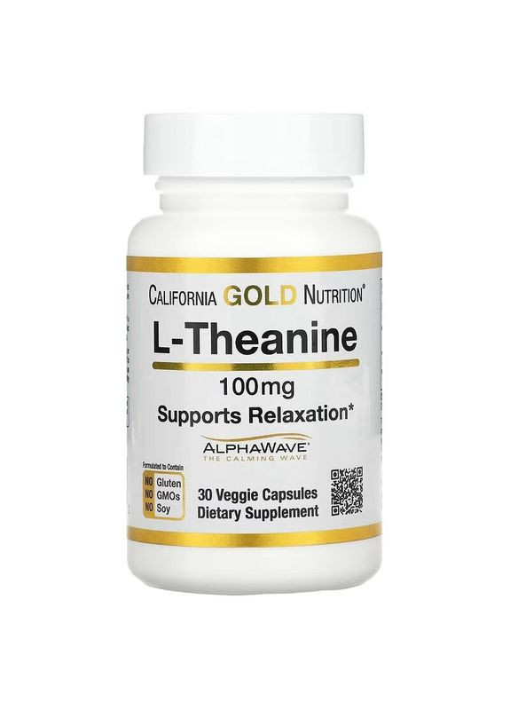 Аминокислота L-Theanine 100 mg, 30 вегакапсул California Gold Nutrition (333989451)