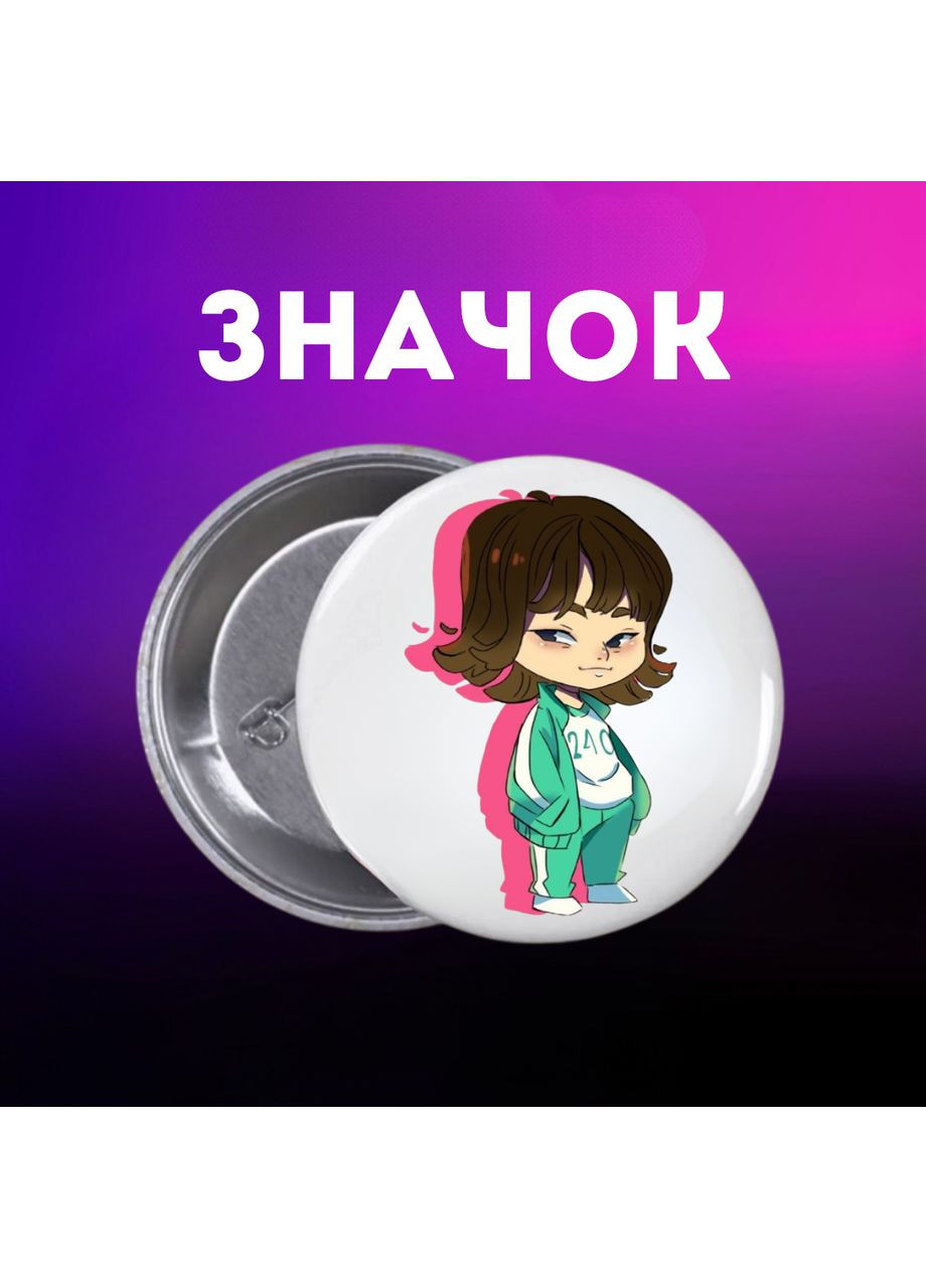 Значок Гра в кальмара Squid game на шпильці на рюкзак 44 мм 1 шт Shantou (358929937)