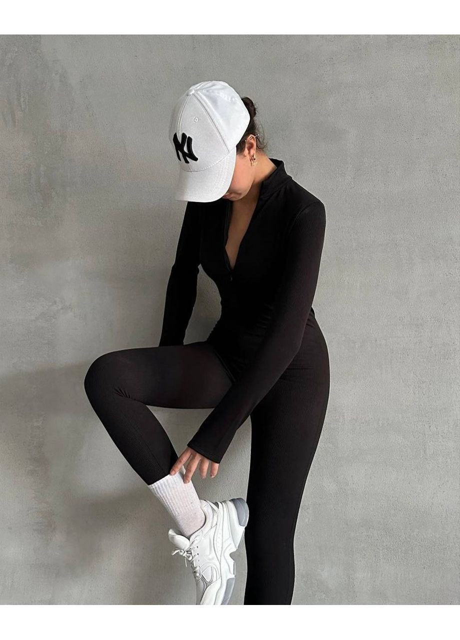 Комбінезон у рубчик на флісі No Brand Рз 6220 1543 чорний