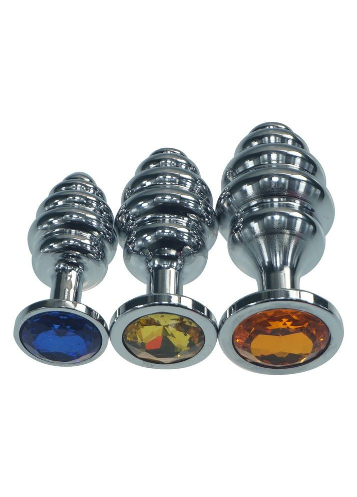 Набір рельєфних Анальних пробок з нержавіючої сталі з кристалом 3 в 1 ACNP-301 NoEnNameNull No Brand (307084772)