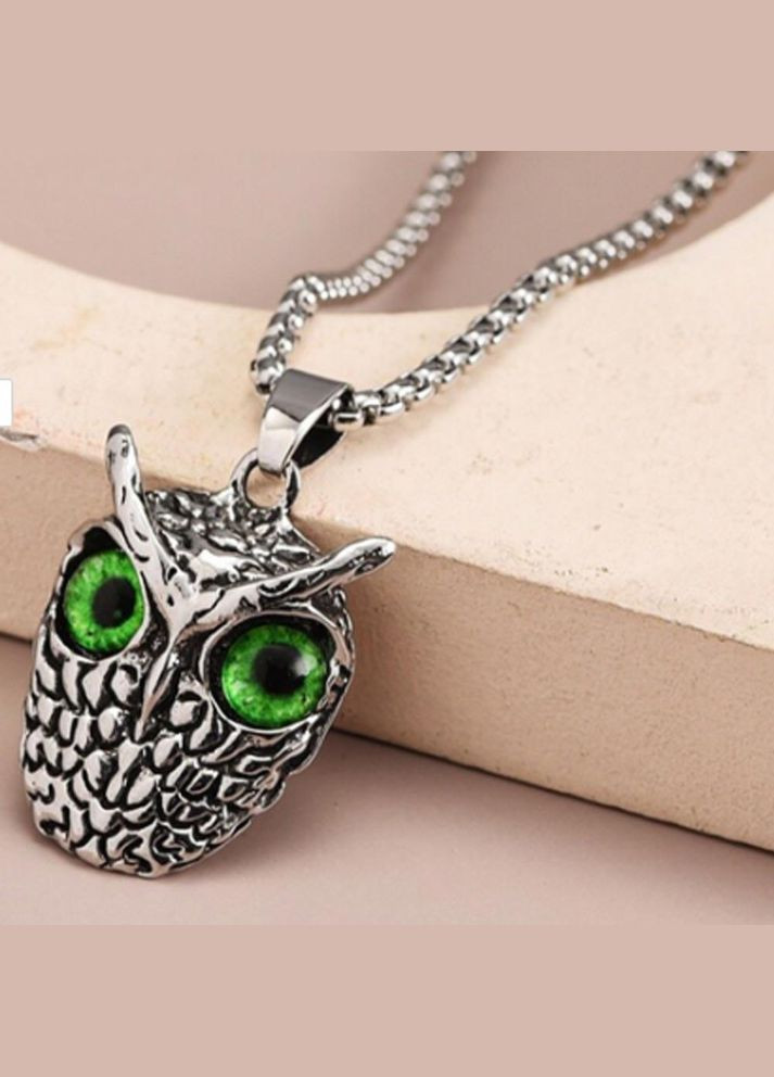 Симпатичний кулон сова з зеленими очима (NR0077_2) No Brand (315885462)