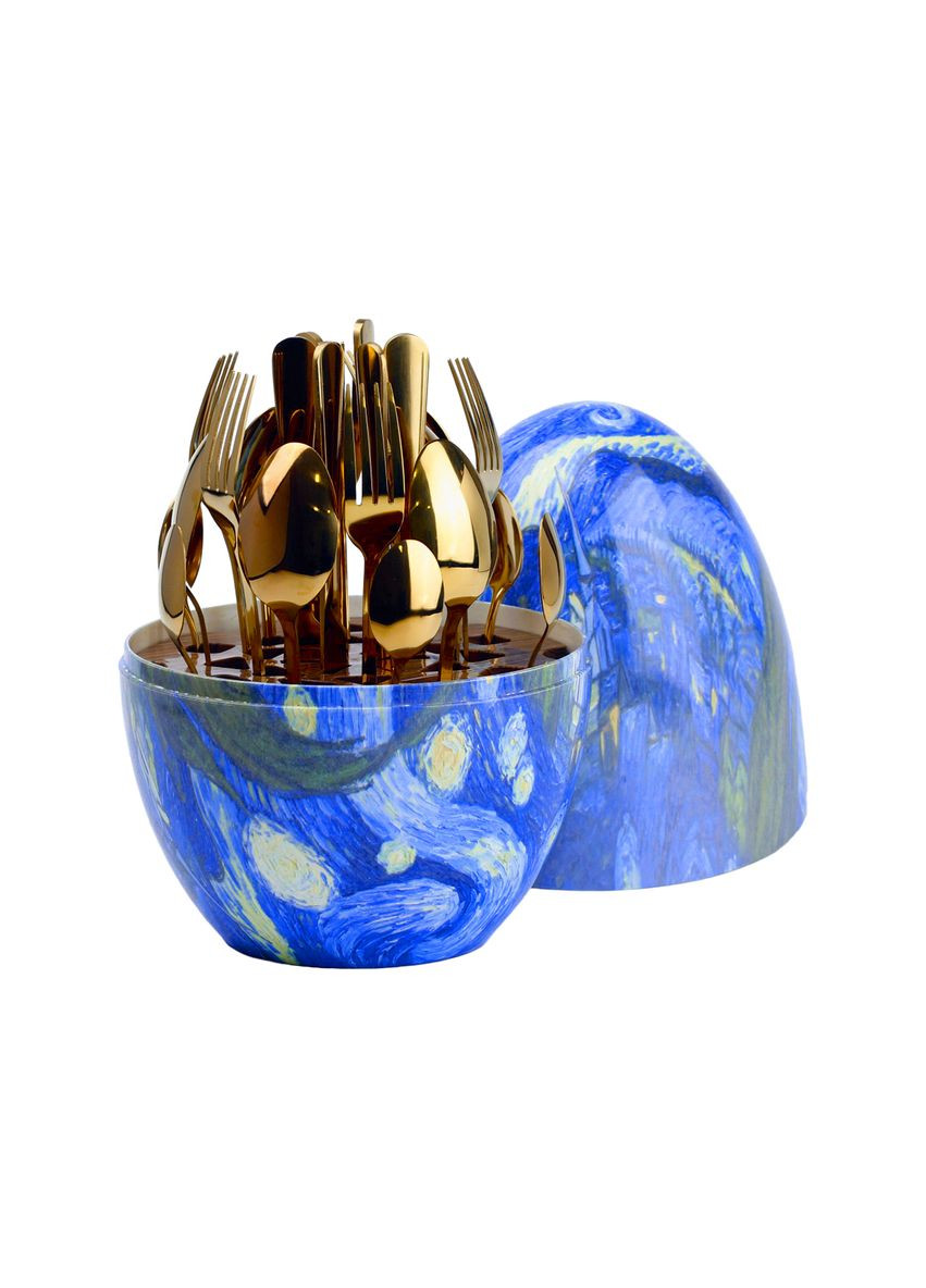 Набор столовых приборов из нержавеющей стали 24 штук золотых, Ван Гог TS Kitchen (358650158)