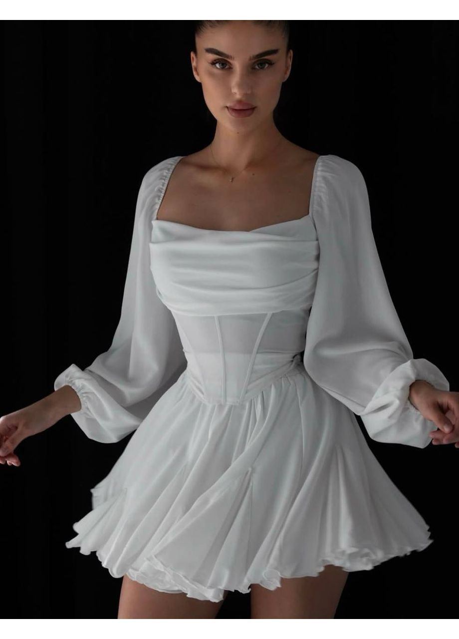 Белое повседневный платье женское KaraMix однотонное