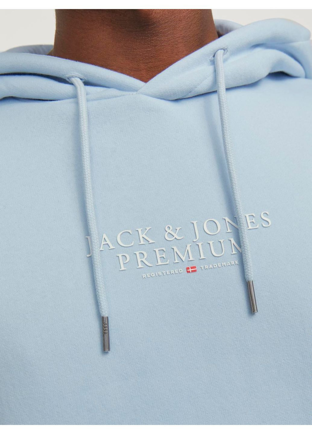 Худи флис,светло-голубой с принтом,JACK&JONES Jack & Jones (368158334)
