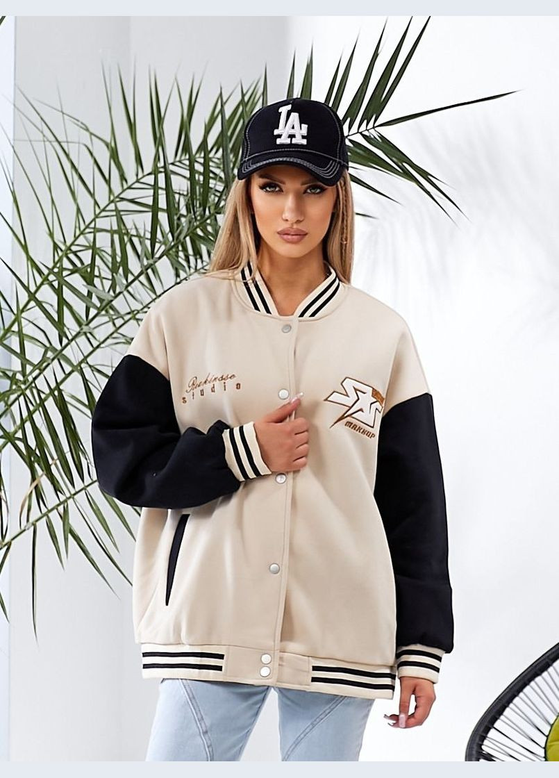 Молочная демисезонная куртка бомбер AST