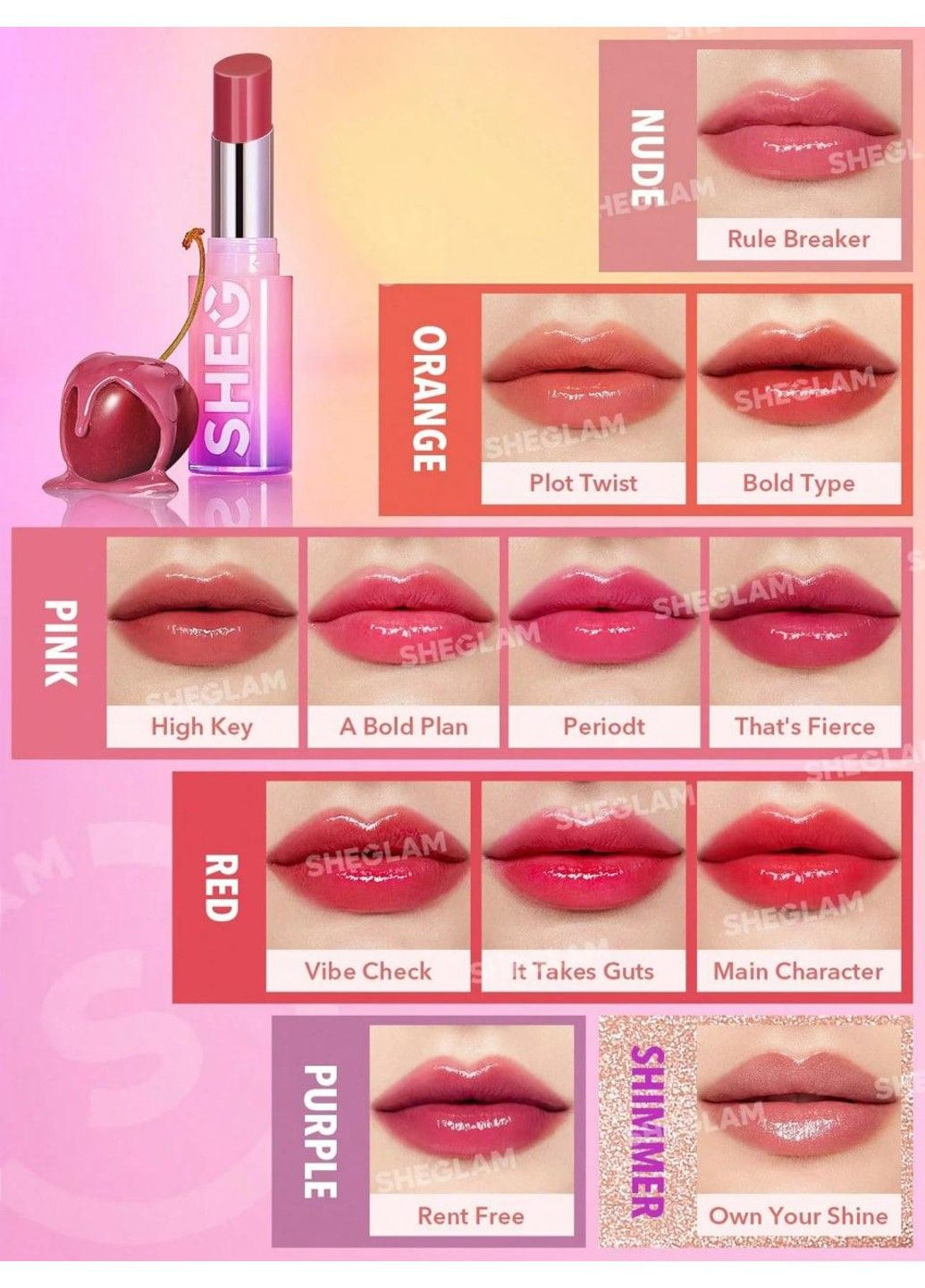 Помада для губ глянцева Mirror Kiss High-Shine Lipstick 2.9 г High Key Sheglam (317575137)