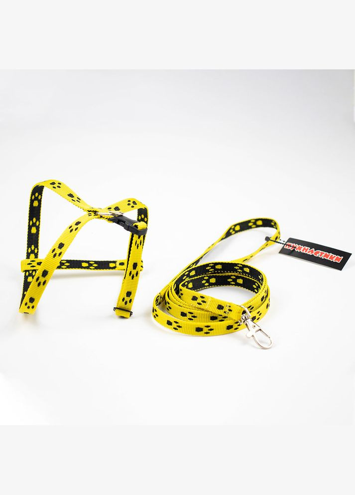 Шлея с поводком "Пушистики" желтая, 1.2 м (4820216671094) Пухнастики (321996689)