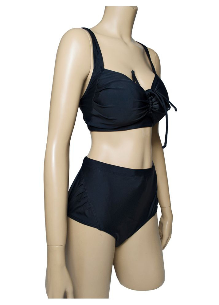 Черный летний купальник большого размера с мягкой чашкой и закрытыми плавками модель 0175 черный арт.7123 раздельный Fuba.Vi