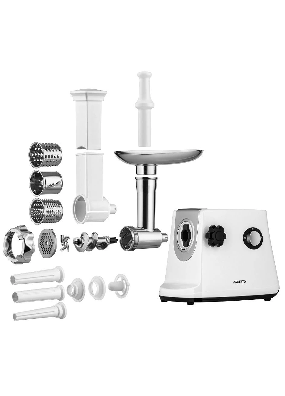 Мясорубка MGA-1750R, White/Inox, 1700Вт, 3 диска, насадка для домашних колбас, для терки и шинковки, производительность 1.6 Ardesto (388526023)
