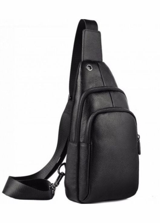 Чоловічий шкіряний слінг чорного кольору на плече з двома основними відділеннями Tiding Bag (298568575)