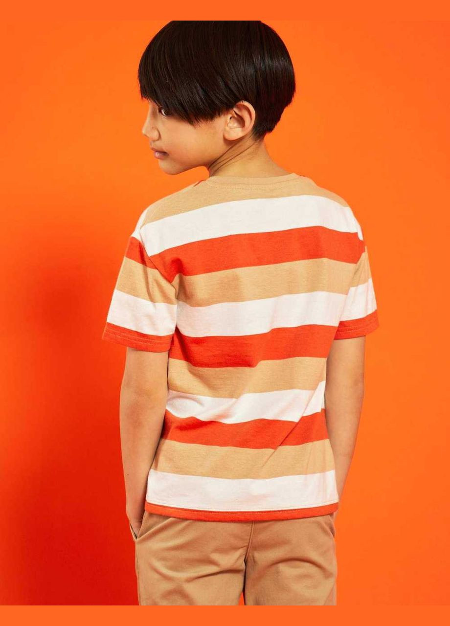 Бежевая футболка basic,бежевый-оранжевый, Kiabi