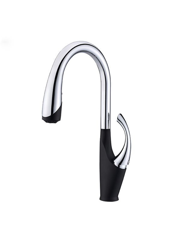 Черный кухонный смеситель с выдвижным изливом "Лебедь" Nett SWB-435 (352730072)