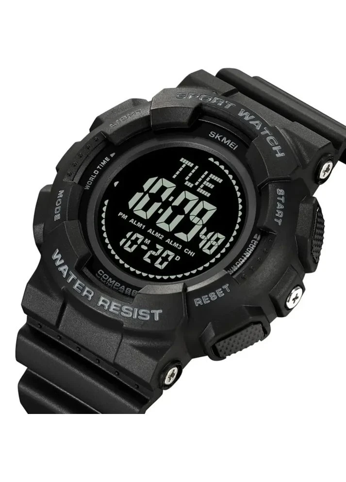 Часы 2077BK спортивные с компасом и подсветкой чёрные 56х52 мм Skmei (393514780)