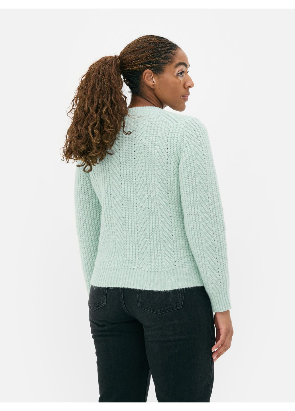 Мятный джемпер зима,мятный-серебристый, Primark