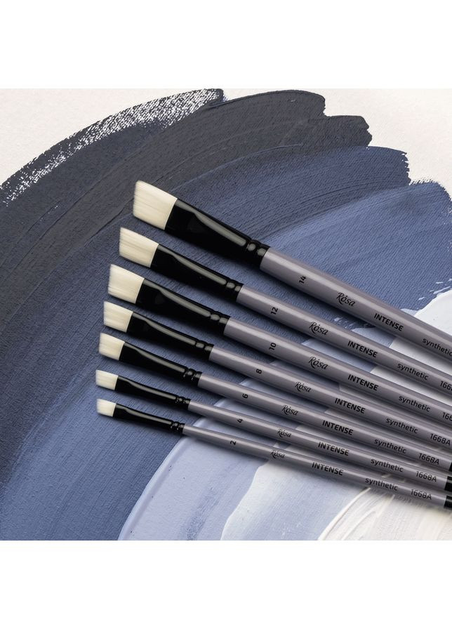 Кисть синтетика угловая INTENSE 1668А №1 длинная ручка ROSA Роса (362578698)