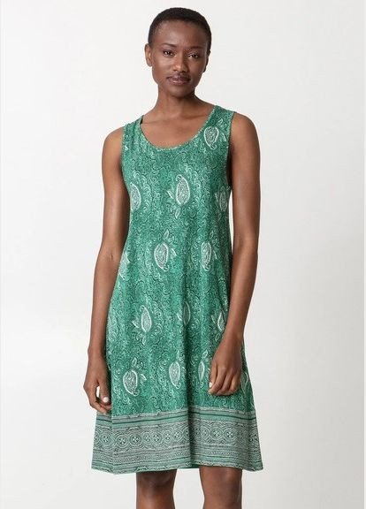 Зеленое пляжное платье а-силуэт Indiska турецкие огурцы