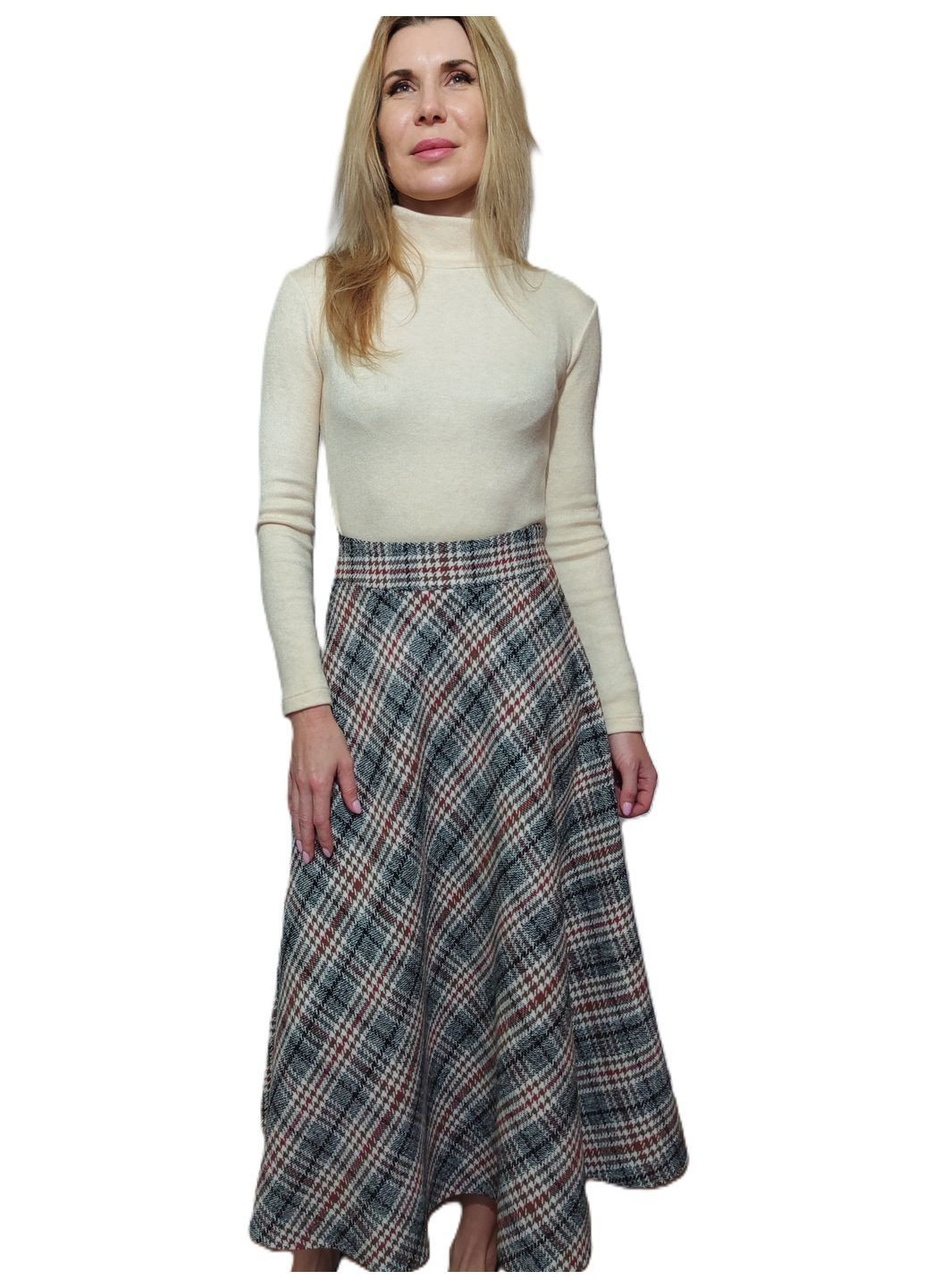 Тепла картата спідниця міді в різнокольорову клітинку Capricious 188 (369163578)