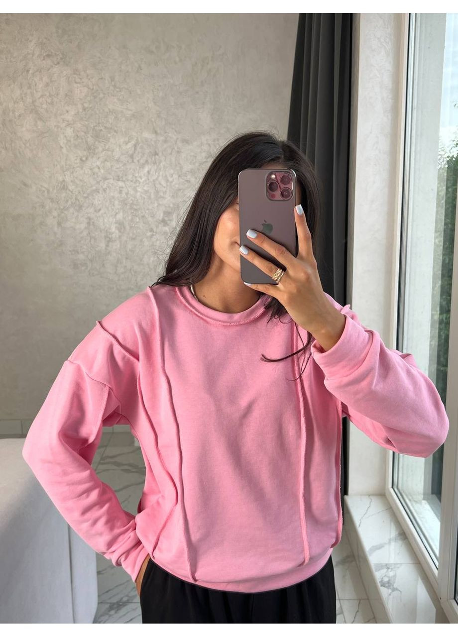 Розовый женский свитшот FINO Mode без декора (359652252)