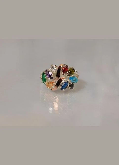 Серебряное кольцо с золотыми вставками No Brand (305826516)