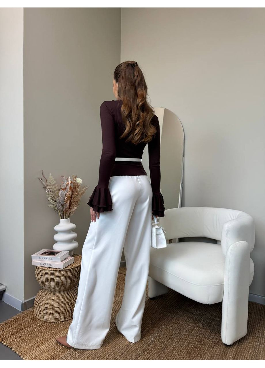 Жіночий лонгслів з рукавами-воланами MonCher (351554780)