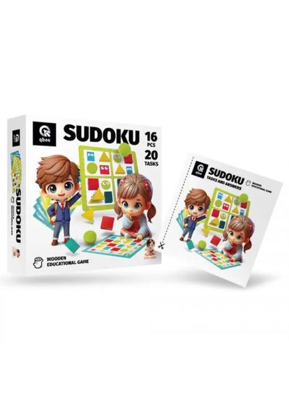 Дерев'яна логічна гра "Судоку геометричне", 16 елементів qbee (372821503)